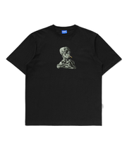 SKULL OF A SKELETON WITH BURNING CIGARETTE EMBROIDERED T-SHIRT