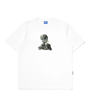 SKULL OF A SKELETON WITH BURNING CIGARETTE EMBROIDERED T-SHIRT